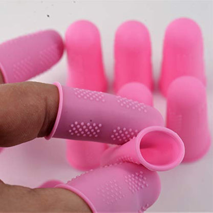 Finger Protectors [Flex Series - 12-Pack] Silicone Non-Stick Finger Covers [Pink - Small (6) / Medium (6)] for Hot Glue/Sewing/Wax/Rosin/Resin/Honey/Adhesives/Scrapbooking - color: Small & Medium - Pink [12-Pack]