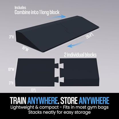 Squat Wedge Block – 2-in-1 Heel Elevated Slant Board for Squats & Calf Raises – Lightweight, Non-Slip EVA, Portable Workout Wedge for Strength & Recovery