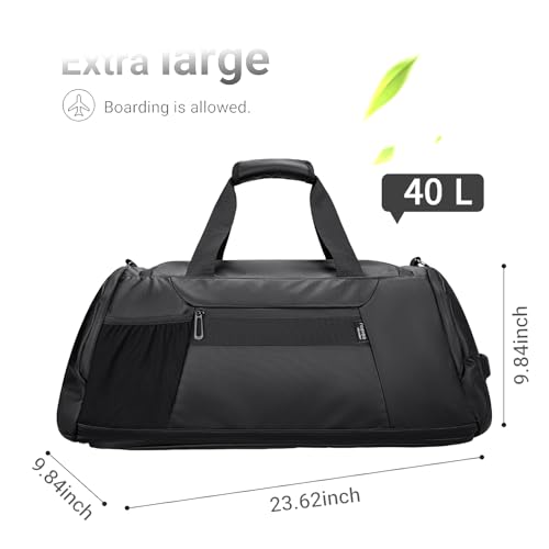reeyee 40L Convertible Gym Duffel Bag Backpack, Water Repellent Sports Travel Bag with Shoe Compartment, Wet Pocket & Insulated Cooler, 3-in-1 Weekender Carry On Bag for Men Women