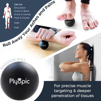 Deep Tissue Massage Ball Set – Set of 4: Lacrosse, Spiky, Peanut and 5” Foam Roller Massager Balls for Muscle Massage, Mobility, Trigger Points and Myofascial Release
