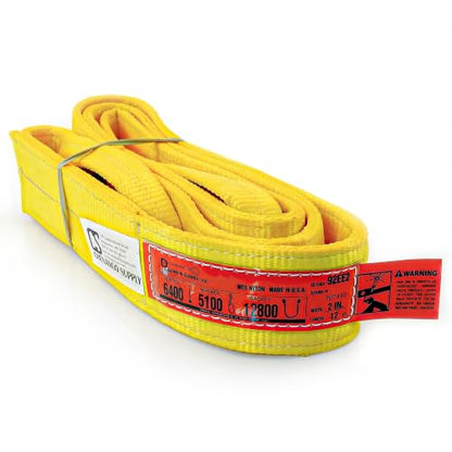 DD Sling (USA Made). 2" wide X (4' to 20' lengths) in Listing! 2 Ply Twisted Eye, Nylon Lifting Slings, Eye & Eye, Heavy Duty (900 webbing), 6,400 lbs Vertical, 5,100 Choker, 12,800 Basket Load Capacity (2inX12ft) - size: 2inX12ft