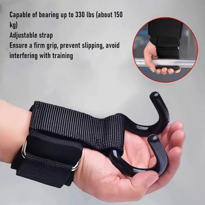 Keenso Lifting Hooks, 2PCS 330lbs Load Bearing Fitness Wrist Strap Hand Grip Support with Rubber Dipped Metal Hook for Deadlift Pull Up