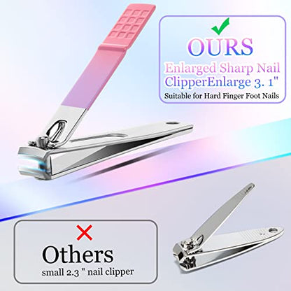Aceoce Manicure Set Women Nail Clippers Professional Manicure Pedicure Kit Stainless Steel Nail Cutter Grooming Kit Personal Care Tool with Travel Case Gifts for Women Her Valentine's Day Mother's Day - color: Gradual Purple