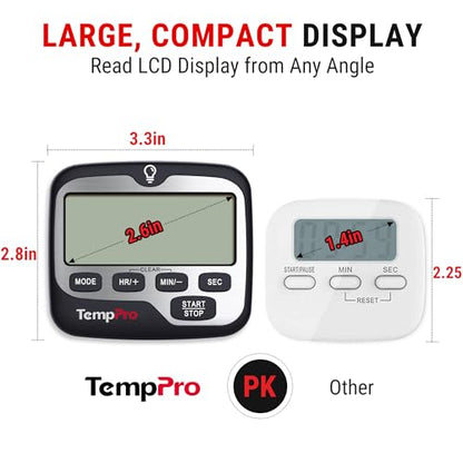 TempPro TM01 Kitchen Timers for Cooking with Count Up Countdown Timer, Digital Timer for Kids Students with Touch Backlight, Study Timers for Classroom Teacher Supplies(Previously ThermoPro) - size: Digital Timer 1 Pack