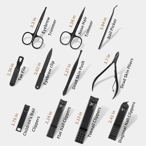 MINKINH Manicure Set Professional Nail Clipper Kit-26 Pieces for Men, Black | Stainless Steel Manicure Kit, Nail Care Tools with Luxurious Travel Case Nail Grooming Kit Gift for Husband Boyfriend Parent - color: Black