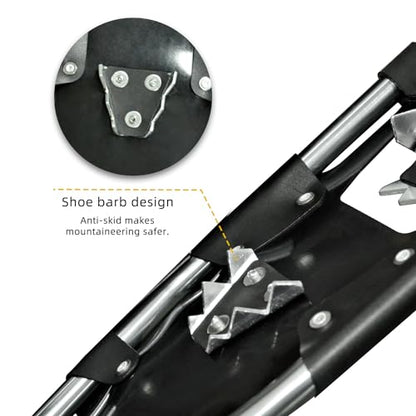 Snowshoes,Lightweight Aluminum Frame,13-Point Heavy Duty Crampons,UV Shoe Decking, and Ratchet System for Secure Fit Complete with Carry Bag for Convenient Storage and Travel - color: SILVER