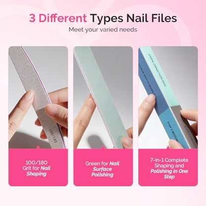 MelodySusie Manicure Tools Kit Nail Care Set | Nail Files, Buffer Blocks,Cuticle Nipper,Busher and Rose Cuticle Oil 28ML for DIY Nail Manicure and Nail Care - size: 11Pcs Rose