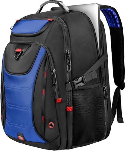 Z-MGKISS Large Travel Backpack for Men, 18.4 Inch Laptop backpack, TSA Flight Approved, Water Resistant, Business Work Bag with USB Charging Port, Extra large Backpacks, Blue - color: Blue-1, size: 18.4IN