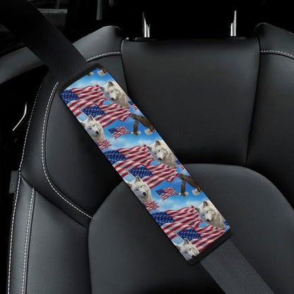 Soft Padded Seat Belt Cover for Girls and Boys, Stroller Pushchair High Chair, 2 Piece Wolves Eagles Wolf American Flag Shoulder Protector Anti-Slip Pad - color: Pattern 778