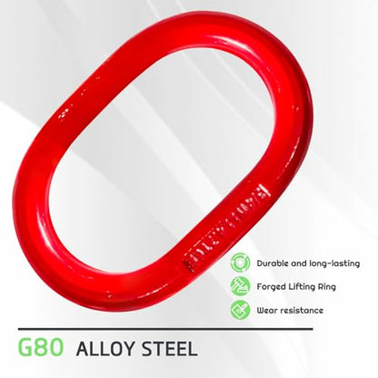Lifting Slings Straps 5ft with Hooks and Rings | Two Leg Polyester Bridle Sling, 8800lbs Capacity, Heavy Duty, Ideal for Construction and Industrial Lifting - size: 8800 lb / 5 ft