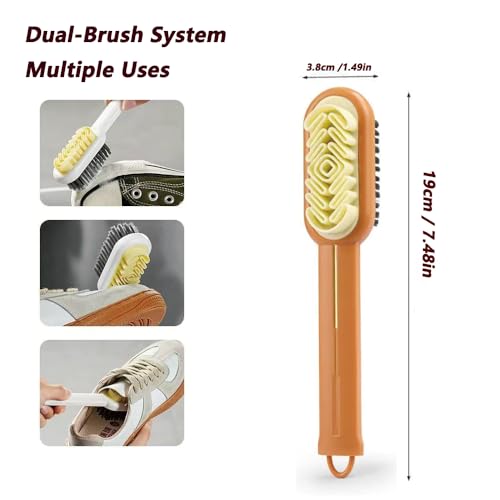 2-in-1 Suede Brush & Eraser for Shoes – Orange | Rubber Brush With Soft Plastic Bristles; Cleans Suede, Nubuck & Delicate Leather; Built-In Eraser Block - color: orange