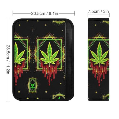2PCS Smoking Weedleaf Leaf Trippy Art Seat Belt Cover Soft Padded Neck Strap Covers for Kids, All Vehicles, Comfortable Driving - color: Pattern 974