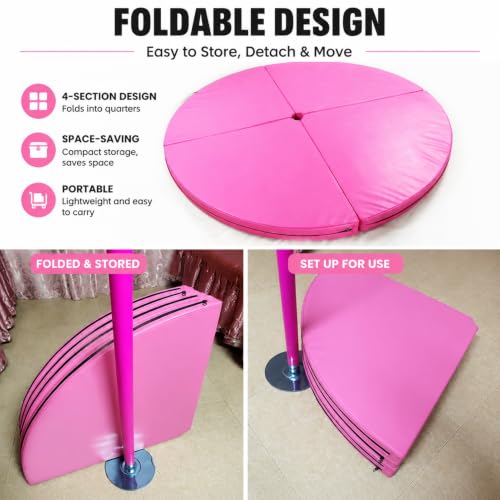 HARELA Pole Dance Mat, Fitness Gymnastic Yoga Safety Protection Pad, for Fitness Gymnastics Yoga Home Studio, 4 Panel Foldable - size: 200*5cm/78.7*2"