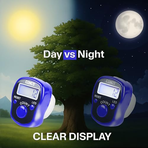 CINCY Clicker Counter with LED for Day & Night Use - Instant Reset, Accurate & Quiet, Long Battery Life - for People, Laps, Pitch, Golf, Baseball, Fish Counting, for Prayer, Everyday Prayer – 1 Pack - color: Blue