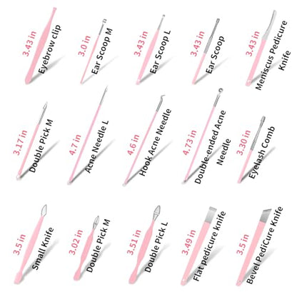MINKINH 26-Piece Manicure Set for Women, Pink At-Home Nail Care Kit | Carbon Steel Nail Clippers, 410 Stainless Steel Tools, PU Organizer Case for Pedicure, Cuticle, Facial and Daily Self-Care - color: Pink