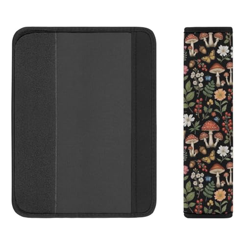 Universal Soft and Comfortable Seat Belt Cover for Adult Use, Stroller Pushchair High Chair, 2 Pack Trippy Mushroom Black Shoulder Harness Cover - color: Pattern 1254