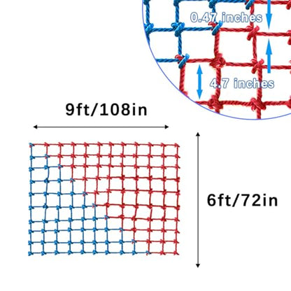 Climbing Cargo Net, Polyester Playground Climbing Net, Heavy Duty Large Military Climbing Net for Kids Outdoor, Kids Safety Protection Net, Rope Ladder, Jungle Gyms, Swingset, Treehouse - size: 6ft x 9ft