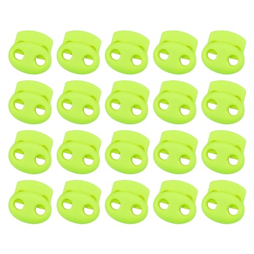 uxcell Plastic Spring Cord Locks, 20Pcs Shoe Lace Tie Lock, Double-Hole Slider Toggles Clip End Stopper Fastener for Drawstrings Paracord (Light Green) - color: Light Green