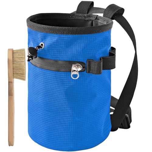 Rock Climbing Chalk Bag with Brush & Zippers Pockets Adjustable Bouldering Chalk Bag Bucket for Gym Climbing Gymnastic - color: A