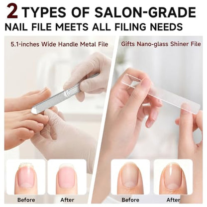 Ergonomic Long Handle Toenail Clippers for Seniors, 4.75 Inches Angled Head Curve Wide Jaw Opening Nail Clippers for Thick Nails with Meta and Glass Nail File, Fingernail Cutter with Catcher, 3Pcs