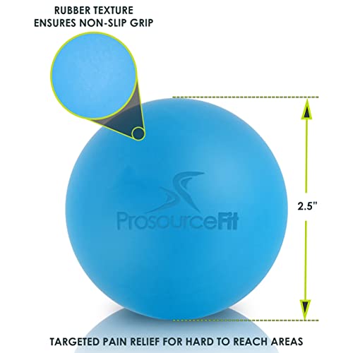 ProsourceFit Lacrosse Massage Ball for Self-Myosfascial Release, Deep Tissue Massage, Muscle Mobility, Post-Workout Recovery, Blue