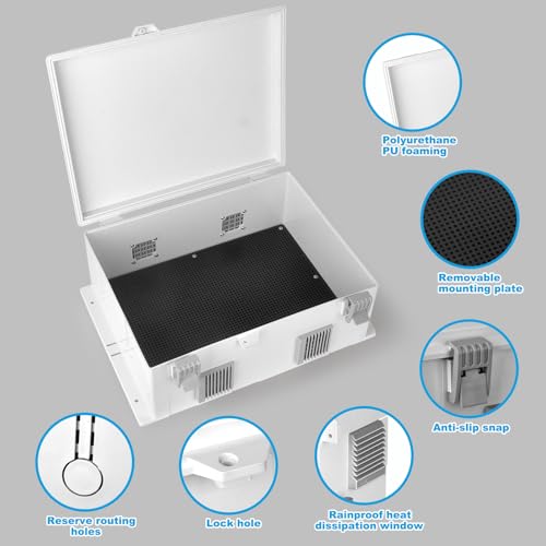 Electrical Junction Box, Outdoor Water Resistant Nema Enclosure, Ventilated ABS Plastic WiFi Project Box with Internal Mounting Panel & Hinged Cover 18.1" Lx 12.6" Wx 6.3" H - size: 18.1"L x 12.6"W x 6.3"H