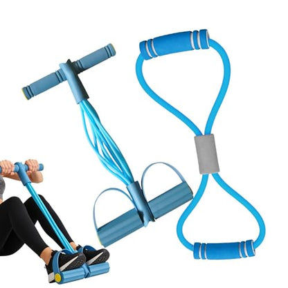 Pedal Puller Resistance Band 8-Tube Puller Rope | with 8-shaped Training Strap Adjustable Elastic Yoga Bands for Stretching for Fitness Workout Pilates - color: Blue