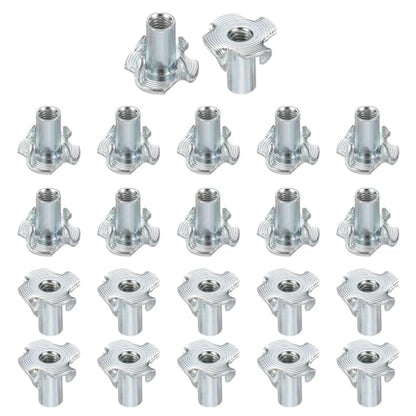 HARFINGTON M4x13mm T-Nuts 4 Pronged Tee Nut 0.57" x 0.51" Fully Thread Carbon Steel Inserts for Wood, Rock Climbing Holds, Cabinetry, Furniture 100pcs - size: M4x13mm, 14.5mm