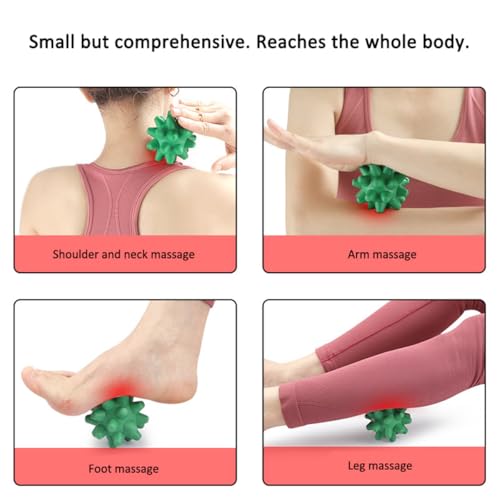 Massage Roll Balls, 2 Pack Spiky Massage Balls Deep Tissue Trigger Point and Myofascial Release for Plantar Fasciitis Relief, Muscle Recovery, 2.8 Inch Diameter (Yellow) - color: Yellow