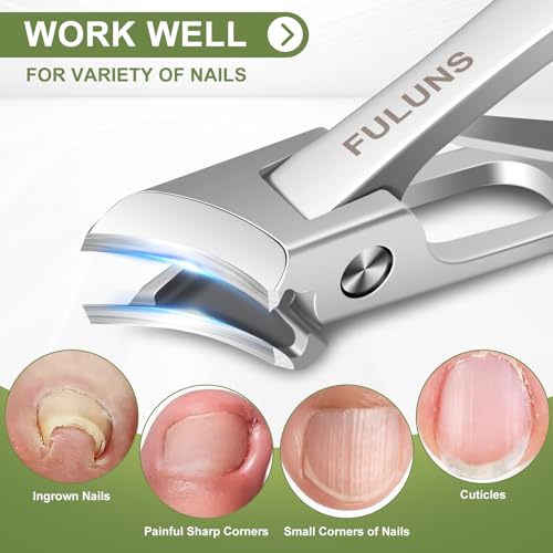 Toenail Clippers for Men Thick Toenails with 16MM Wide Jaw Opening, Large Nail Clippers for Seniors Thick Nails with Long Handle, Heavy Duty Sharp Slanted Nail Cutter Gifts for Men Women Adults - style: Silver Slanted Nail Clippers Set