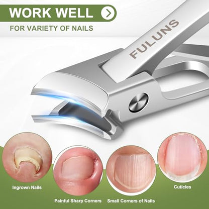Toenail Clippers for Men Thick Toenails with 16MM Wide Jaw Opening, Large Nail Clippers for Seniors Thick Nails with Long Handle, Heavy Duty Sharp Slanted Nail Cutter Gifts for Men Women Adults - style: Silver Slanted Nail Clippers Set