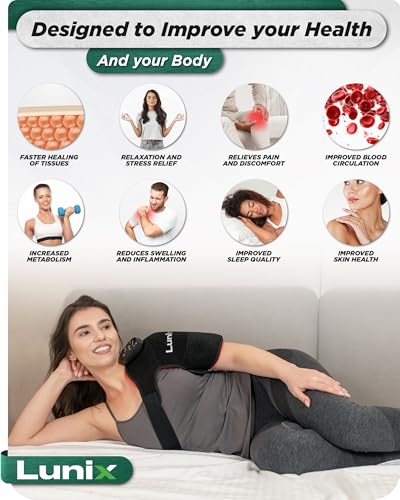 Lunix LX19 Red Light Therapy for Knee, Elbow and Shoulder, Triple Chips LED 850 and 660nm, Infrared Therapy for Circulation & Joint Support, Rechargeable, Adjustable Intensity - size: Knee/Shoulder/Elbow