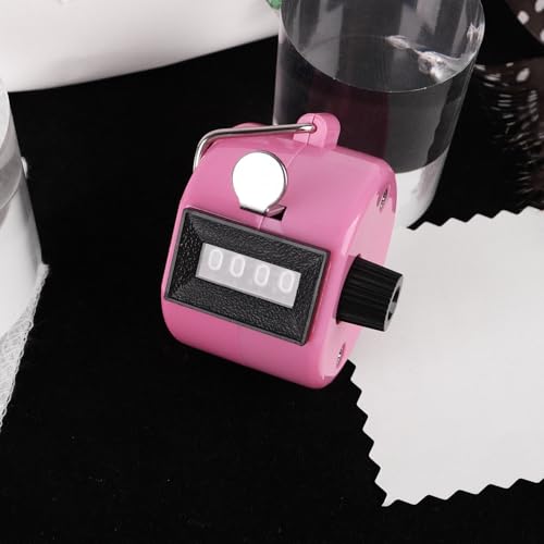 GDMINLO Clicker Counter Handheld Tally Counter 4-Digit Number Counter for Coaching, Knitting, Lap, Fishing, Golf and Row Sport with 2-Nylon Lanyard,Pink
