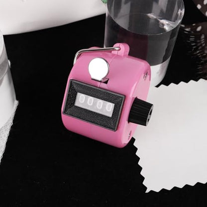 GDMINLO Clicker Counter Handheld Tally Counter 4-Digit Number Counter for Coaching, Knitting, Lap, Fishing, Golf and Row Sport with 2-Nylon Lanyard,Pink