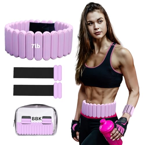 BBK Up to LBS Adjustable Weighted Belt For Women and Men, Weighted Walking Exercise Belt for Gym, Strength Training, Wrist & Ankle - color: Pink, size: 7lb