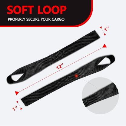 6 Pack Soft Loop Tie Down Straps, 3900 lbs Break Strength Heavy Duty Motorcycle Handlebar Straps for ATV, UTV, Dirt Bike, Trailer, Truck Bed, Kayak – Reliable Transport & Hauling