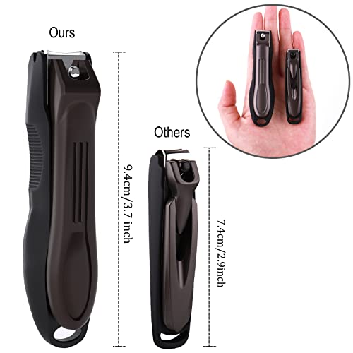 GLAMFIELDS Nail Clippers with No Splash Storage Box, Large Fingernail Toenail Clipper Detachable Easy Clean Nail Cutter Trimmer with Nail Files for Men & Women, Leather Case Packed Black (1 Pack) - size: 1 Count (Pack of 1)