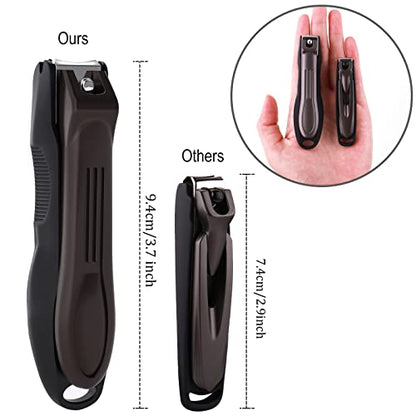 GLAMFIELDS Nail Clippers with No Splash Storage Box, Large Fingernail Toenail Clipper Detachable Easy Clean Nail Cutter Trimmer with Nail Files for Men & Women, Leather Case Packed Black (1 Pack) - size: 1 Count (Pack of 1)