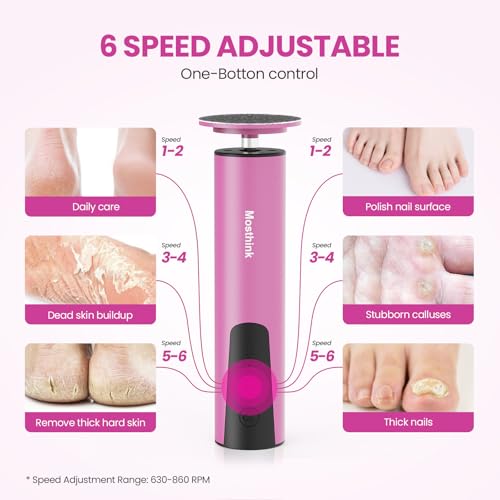 Electric Foot Callus Remover, 2 in 1 | 6 Speed Adjustable Foot File Nail Grinder with Sandpaper Disks, Professional Sander Pedicure Tool for Feet Dead Skin, Self Care Gifts for Women Mom Lover Friends - style: Electric Callus Remover Rose
