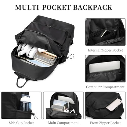 seyfocnia Gym Backpack for Men,Waterproof Travel Backpack With Shoe Compartment Lightweight Sports Gym Bag Casual Daypack-Black - size: 20 Inches