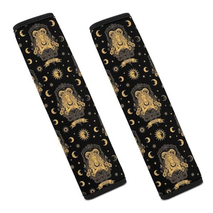 2 Pack Witchy Gothic Tarot Moon Constellation Aries Zodiac Car Seat Straps Shoulder Pads Universal Fit Neck Strap Covers for Adults and Children, All Vehicles, Pressure Relief - color: Pattern 1239