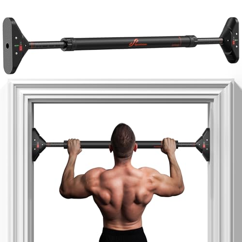 Sportneer Pull Up Bar for Doorway, No-Drill, 29.5-37 in, 440 lb | No-Drill, Adjustable 29.5-37 in, 440 lb, Doorway Fit, Secure Lock, Home Gym, Strength Training - color: Black