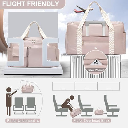 Small Gym Bag for Women, Travel Duffle Bag Carry On Weekender Bag with Shoe Compartment - color: 32#Beige, style: Gym Bag&toiletry Bag