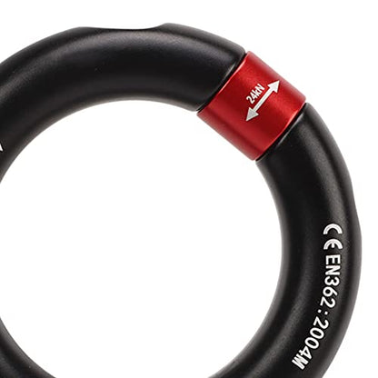 Rappel Ring, Rock Climbing O Ring Safe to Use Abrasion Resistance Uniform Force for Mountaineering - color: Black