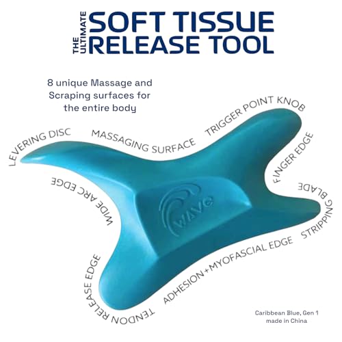 The Wave Tool Ultimate Soft Tissue Release Tool for Massage, Myofascial Release, Muscle Scraping, Generation 1 (Caribbean Blue) - color: Carribean Blue