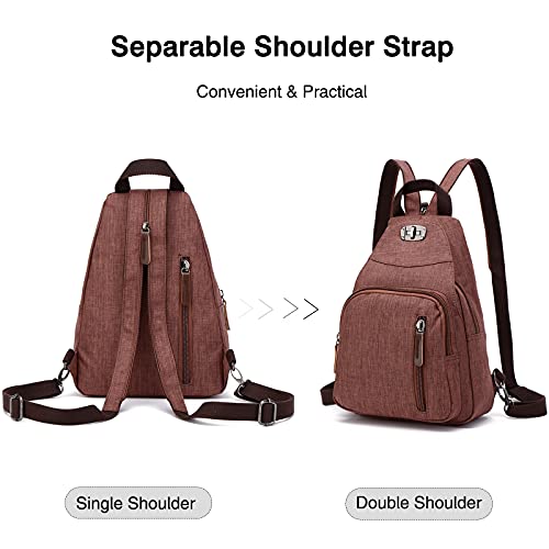 FANDARE Retro Sling Chest Backpack Multipurpose Crossbody Shoulder Bag - color: Brown