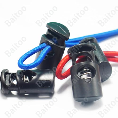 Toggles for Drawstrings,Double and Single Hole Spring Cord Locks Toggles Cord Plastic Ends Stopper for Paracord Rope - style: A1: Single Hole-6mm-14pcs