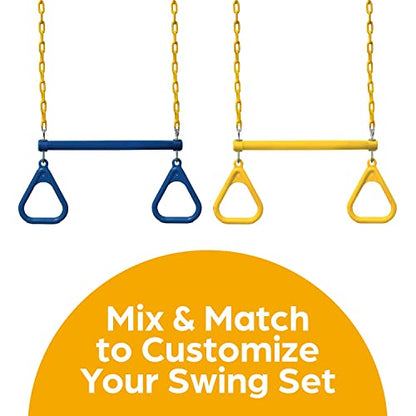 Jungle Gym Kingdom Swing Sets for Backyard, Monkey Bars & Swingset Accessories - Set Includes 18" Trapeze Swing Bar & 48" Heavy Duty Chain with Locking Carabiners - Outdoor Play Equipment (Yellow) - color: Yellow