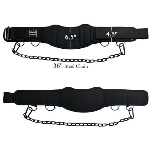 2-in-1 Weightlifting Belt with 36 IN Steel Chain & Self Locking, Dip Belt for Pull Up, Squat, Deadlifts & Added Weight Training - color: Black, size: M(28"-32")