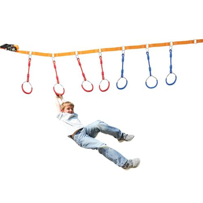 Backyard Ninja Ring Hang Gymnastic Fist Swing Monkey Bar Playground Equipment Climbing Attachment Playground Play Set, 8 Red Obstacle Course Fit Rings Jungle Gym Slackline Warrior Training Equipment - color: Red, size: 8 Pack